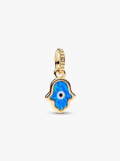 Opalescent Blue Hamsa Hand Dangle Charm - Image 2