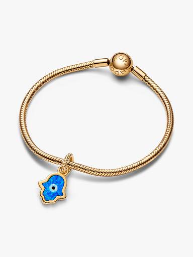 Opalescent Blue Hamsa Hand Dangle Charm - Image 5