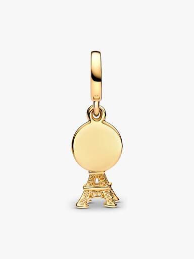 Paris Eiffel Tower Lab-Grown Diamond Engravable Double Dangle Charm - Image 5