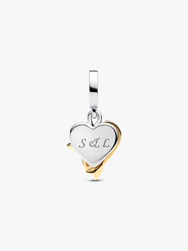 Engravable Heart & Arrow Double Dangle Charm - Image 3