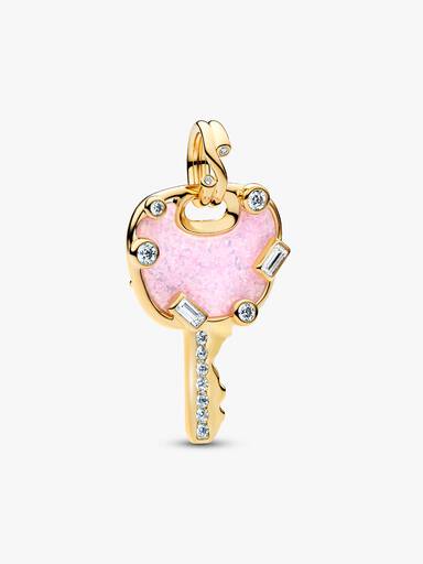 Opalescent Pink Love Key Large Dangle Charm - Image 2