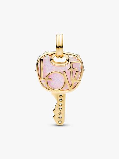 Opalescent Pink Love Key Large Dangle Charm - Image 3