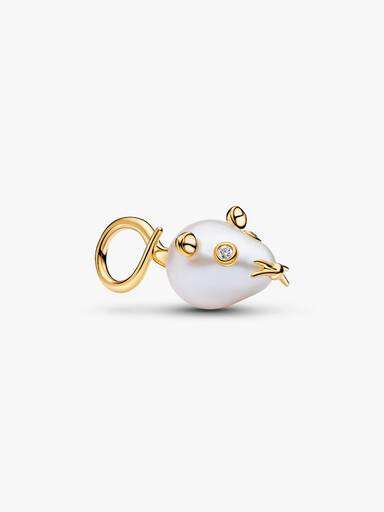 Treated Freshwater Cultured Baroque Pearl Mouse Dangle Charm - Image 2
