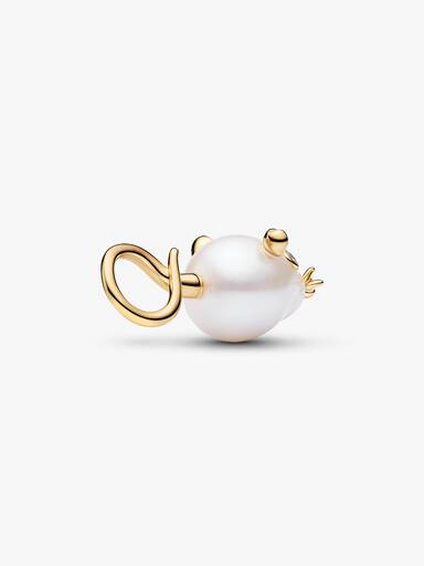 Treated Freshwater Cultured Baroque Pearl Mouse Dangle Charm - Image 5