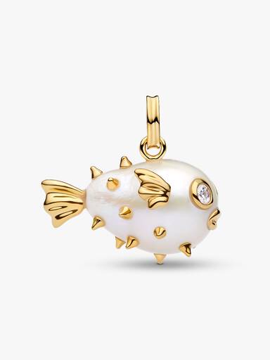 Treated Freshwater Cultured Baroque Pearl Oversized Puffy Fish Pendant - Image 5