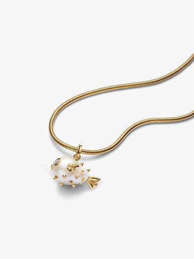 Treated Freshwater Cultured Baroque Pearl Oversized Puffy Fish Pendant - Image 3