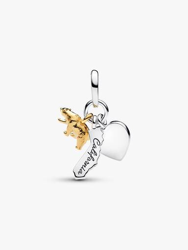California Symbols & Engravable Heart Tag Triple Dangle Charm - Image 2