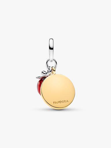 Apple & Engravable Round Tag Double Dangle Charm - Image 3
