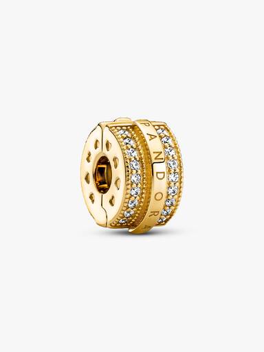 Sparkling Pavé Lines & Logo Clip Charm