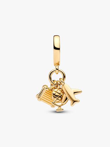 Airplane, Globe & Suitcase Triple Dangle Charm - Image 4