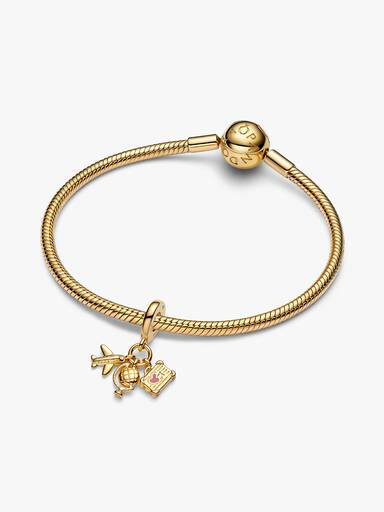 Airplane, Globe & Suitcase Triple Dangle Charm - Image 5