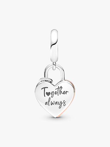 Heart Padlock Double Dangle Charm - Image 4
