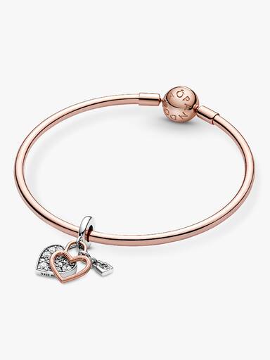 Heart Padlock Double Dangle Charm - Image 6