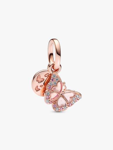Pink Butterfly & Quote Double Dangle Charm - Image 2