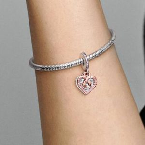 Two-tone Infinity Heart Double Dangle Charm