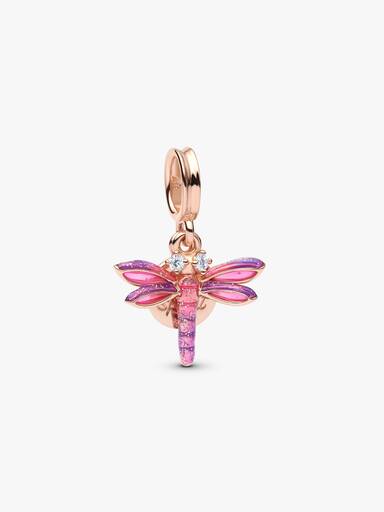 Pink Dragonfly Double Dangle Charm - Image 2