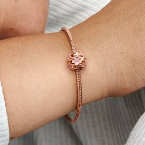 Openwork Pink Daisy Flower Charm