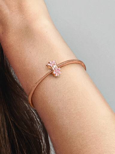 Pink Daisy Spacer Clip Charm