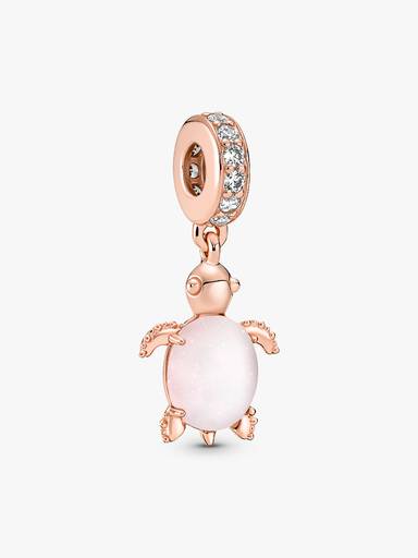 Murano Glass Pink Sea Turtle Dangle Charm - Image 2