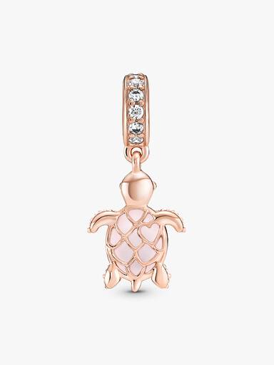 Murano Glass Pink Sea Turtle Dangle Charm - Image 4