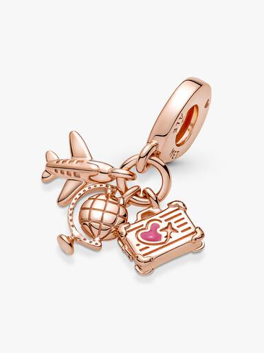 Airplane, Globe & Suitcase Triple Dangle Charm - Image 4