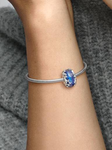Galaxy Blue & Star Murano Charm