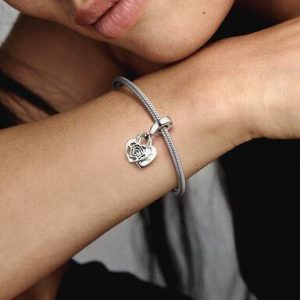 Rose Heart Padlock Dangle Charm