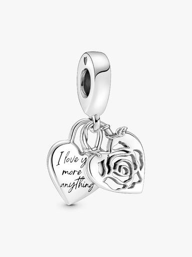 Rose Heart Padlock Dangle Charm - Image 2