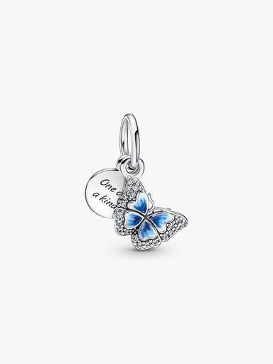 Blue Butterfly & Quote Double Dangle Charm - Image 2