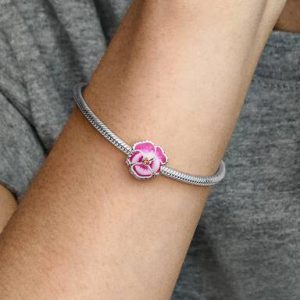 Pink Pansy Flower Charm