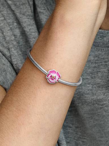 Pink Pansy Flower Charm