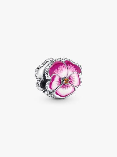 Pink Pansy Flower Charm - Image 2