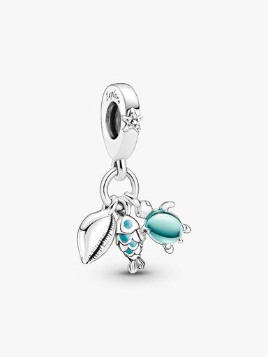 Fish, Sea Turtle & Conch Triple Dangle Charm - Image 2