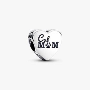 Engravable Cat Mom Heart Charm
