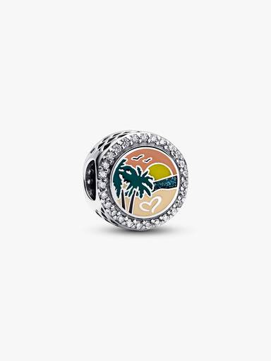 Engravable Beach Heart Scene Charm