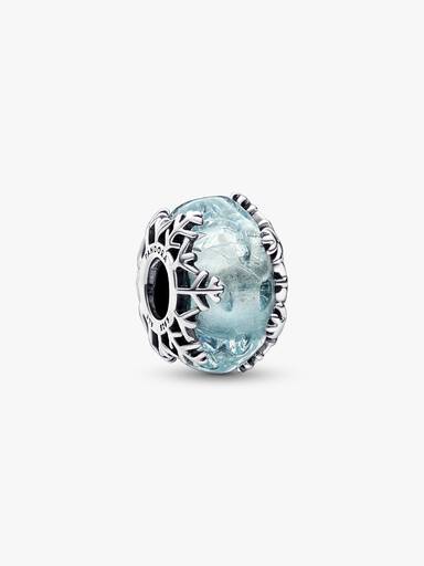 Winter Blue Snowflake Murano Charm - Image 2