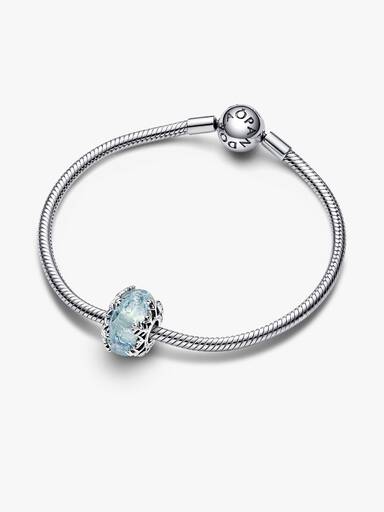 Winter Blue Snowflake Murano Charm - Image 5