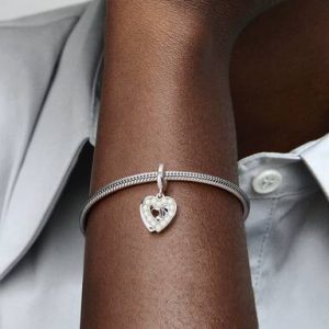 Pearlescent White Heart Double Dangle Charm