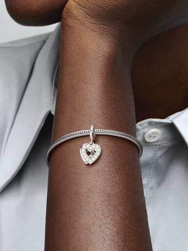 Pearlescent White Heart Double Dangle Charm