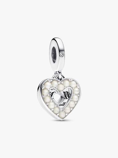 Pearlescent White Heart Double Dangle Charm - Image 2