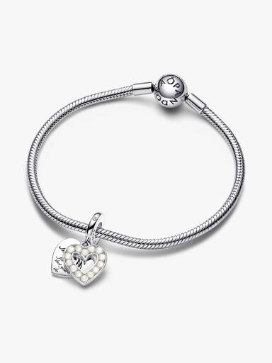 Pearlescent White Heart Double Dangle Charm - Image 4