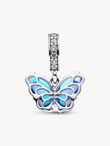 Blue Murano Glass Butterfly Dangle Charm - Image 5