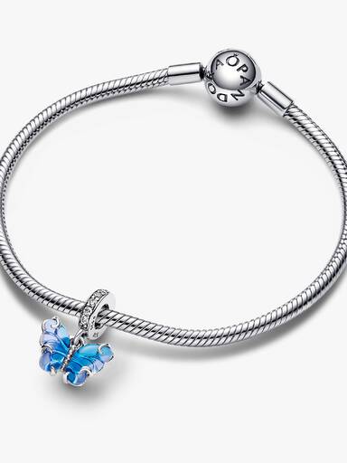 Blue Murano Glass Butterfly Dangle Charm - Image 3