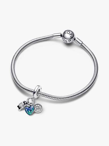 Camera, Heart & Compass Triple Dangle Charm - Image 4