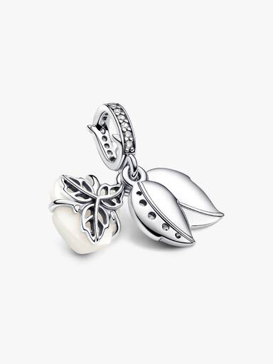 White Rose in Bloom Double Dangle Charm - Image 7
