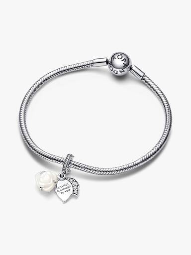 White Rose in Bloom Double Dangle Charm - Image 4