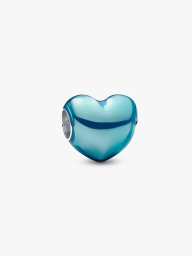 Metallic Sky Blue Heart Charm - Image 2