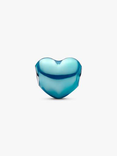 Metallic Sky Blue Heart Charm - Image 4