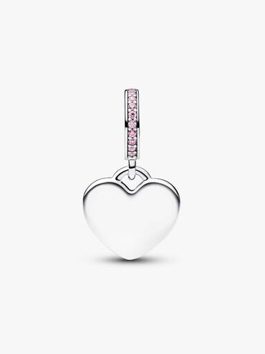 Engravable Heart Pink Stone Dangle Charm - Image 5