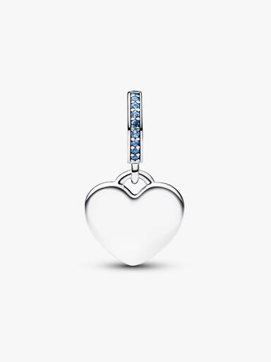 Engravable Heart Blue Stone Dangle Charm - Image 4